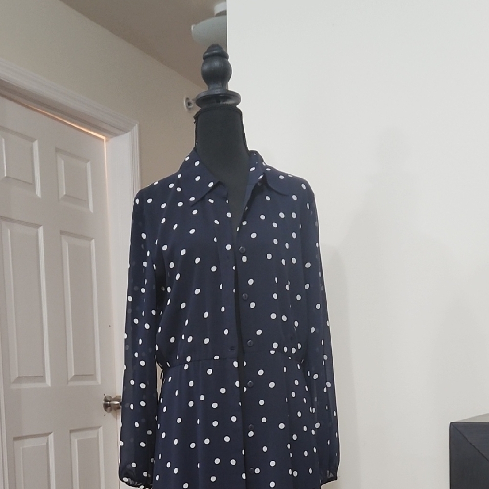 Navy Polka Dot Dress